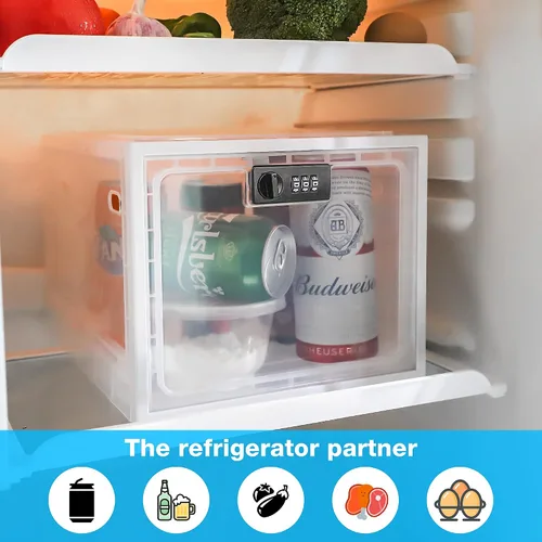 Vista 4 de SANIDIKA Paquete de 2 cajas grandes con cerradura para refrigerador, caja de primeros auxilios a prueba de niños, organizador médico, caja