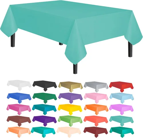 Vista 43 de allgala Juego de 12 manteles de plástico premium para mesa, desechables - 54 x 108 pulgadas - Impermeable, resistente a manchas, fácil de limpiar