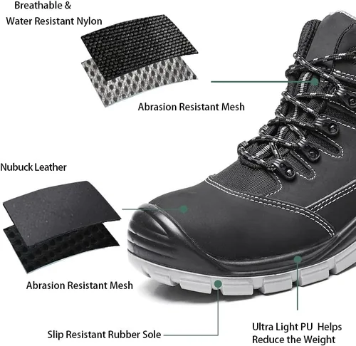 Vista 4 de DRKA Botas de trabajo con punta de acero para hombre resistentes al agua