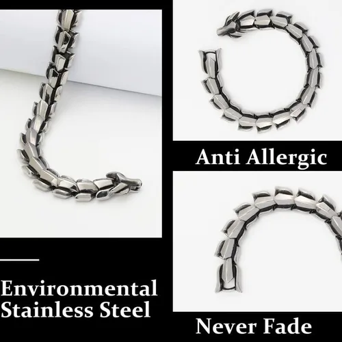 Vista 3 de WFYOU Viking - Pulsera punk vintage para hombre, acero inoxidable, cadena de eslabones de dragón, joyería de moda, cultura callejera hippop
