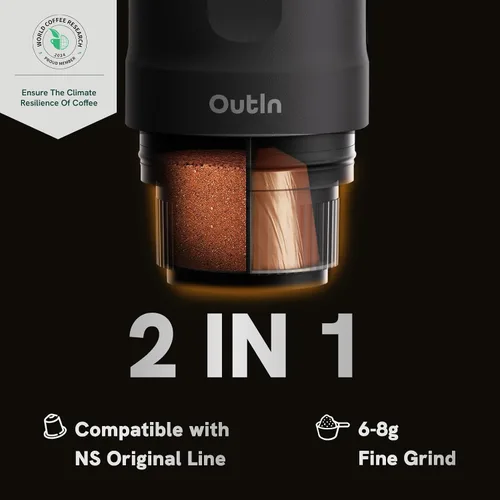 Vista 4 de OutIn Juego completo Nano Máquina de espresso portátil con accesorios de doble disparo