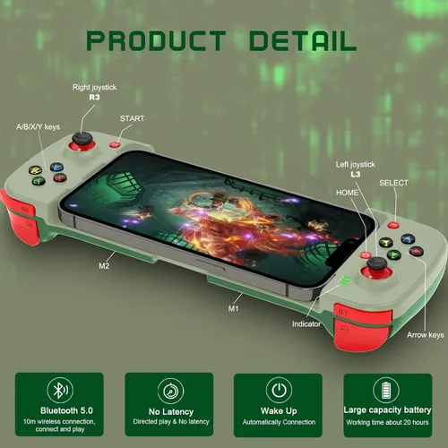 Vista 7 de Joso Phone Controller for iPhone/Android Support Phone Case, Mobile Gaming Controller with Ergonomic Design - Wireless Gamepad for Cloud Gaming & PS