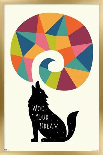 Vista 8 de Trends International Andy Westface - Wolf Woo Your Dream Wall Poster, 22.4L x 14.7W, Barnwood Framed Version