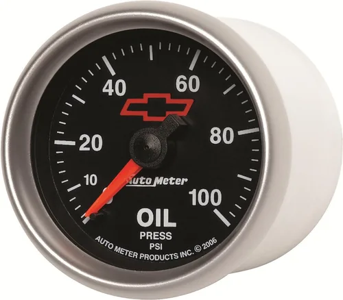 Vista 2 de Auto Meter 3621-00406 GM Performance Parts Red 2-1/16" indicador de presión de aceite mecánico 0-100 PSI