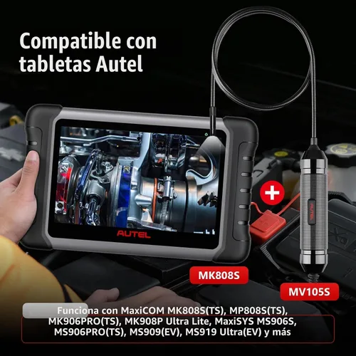 Vista 8 de Autel Cámara de inspección MV105S, sonda ultrafina de 0.2 in, boroscopio gran angular de 90°, cámara endoscopio USB impermeable IP67 con luces LED