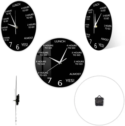 Vista 7 de Reloj de pared divertido de oficina de 12 pulgadas para el lugar de trabajo de la empresa, cuenta regresiva de las 5 en punto, cuarzo silencioso