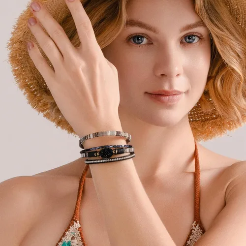 Vista 74 de FANCY SHINY - Pulsera de cuero estilo bohemio, pulsera de cuentas de cristal con cierre magnético, regalos de joyería para mujer