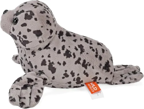 Vista 3 de Wild Republic Wild Calls Harbor Seal, sonido de animal auténtico, animal de peluche, 8 pulgadas, regalo para niños, juguete de peluche, botellas