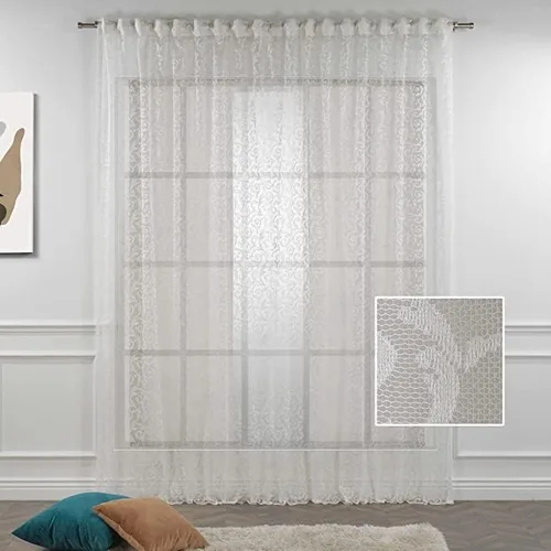 Vista 9 de Juego de 2 paneles de cortinas extralargas de encaje beige con bolsillo para barra y pestaña trasera, decoración del hogar, cortinas hechas a medida