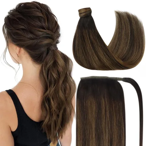 Vista 17 de Ve Sunny - Extensiones de cabello humano lacio con clip, color negro azabache, preestilizadas, listas para usar, 18 pulgadas, 2.82 oz