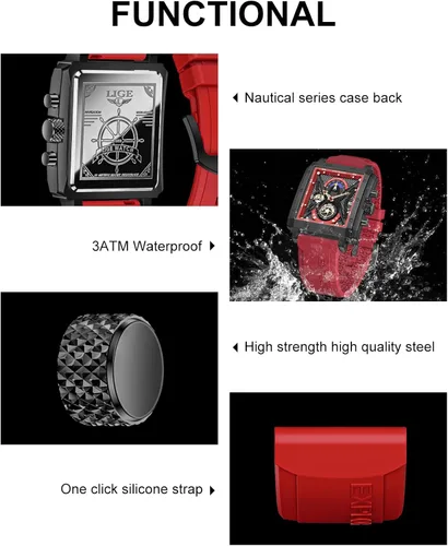 Vista 6 de LIGE Relojes para hombre automáticos de cuero cronógrafo impermeable de acero inoxidable analógico cuarzo reloj de pulsera casual de negocios