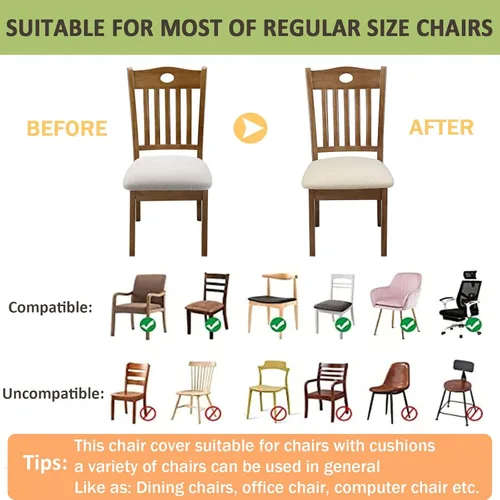 Vista 7 de Fundas de asiento de terciopelo para sillas de comedor, fundas elásticas para sillas de comedor, fundas de asiento elásticas con lazos para comedor