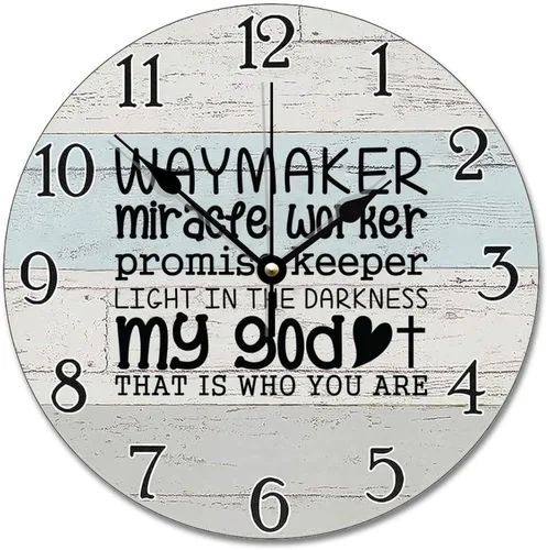 Vista 17 de Trust in the Lord With All Your Heart - Reloj de pared con versículo bíblico – Arte de cita religiosa de madera cristiana inspiradora – Madera