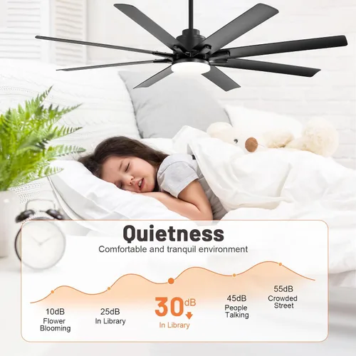 Vista 4 de Sofucor Ventiladores de techo inteligentes de 52 pulgadas con luces, ventilador de techo inteligente moderno para exteriores