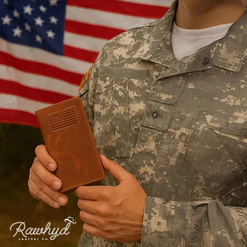 Vista 6 de RAW HYD - Cartera larga de cuero para hombres Funda de chequera doble un gran regalo para hombres