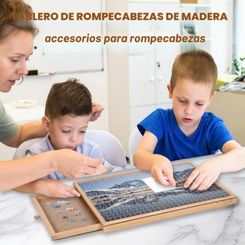 Vista 2 de Tablero de rompecabezas compacto de 17.3 x 13.3 pulgadas para 100 piezas - Adecuado para rompecabezas de hasta 16 x 12 pulgadas, mesa personal