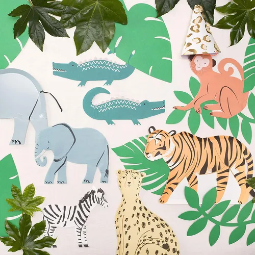 Vista 2 de Meri Meri Servilletas de papel de 3 capas gruesas y absorbentes (paquete de 16), desechables con diseño de elefante