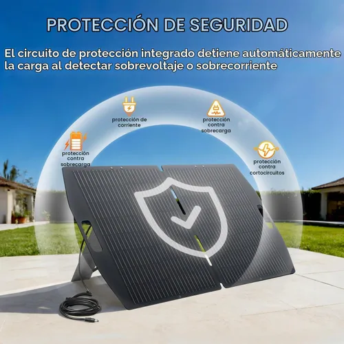 Vista 2 de LVYUAN Panel solar portátil de 100 W para estación de energía, panel solar plegable 23.5% monocelda con ETFE, IP65 P-PERC con adaptador 4 en 1