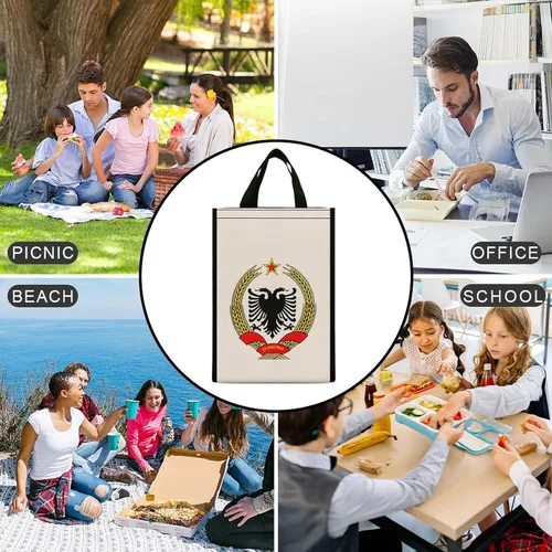 Vista 6 de Albanian Eagle - Bolsas de almuerzo para mujeres y hombres, lonchera aislada, bolsa reutilizable para oficina en casa