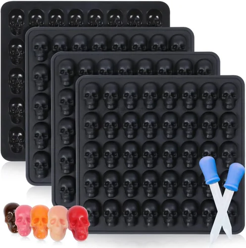 Vista 16 de Molde de silicona de calavera, moldes de silicona para Halloween, moldes para gomitas, paquete de 2 moldes de chocolate de Halloween, mini moldes