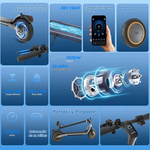 Vista 8 de Patinetes eléctricos – Scooter eléctrico para Audlts, motor