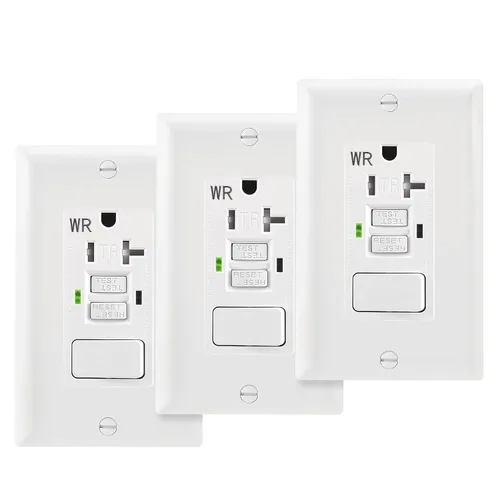 Vista 17 de Wengart Paquete de 2 interruptores de salida GFCI de 15 amperios, interruptor de circuito de falla a tierra de 125 V con interruptor basculante