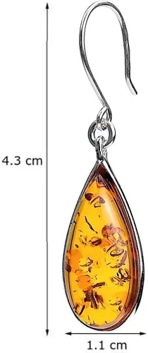 Vista 7 de Ian and Valeri Co. Pendientes de plata de ley ámbar clásico collar con colgante de 18 pulgadas, Ámbar, Ámbar