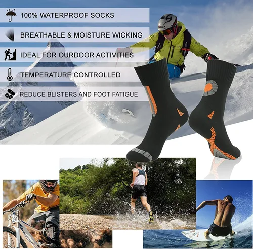 Vista 6 de RANDY SUN - Calcetines 100% impermeables, unisex, para practicar senderismo, caminar, correr, esquiar, etc