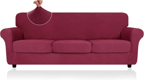 Vista 56 de ZNSAYOTX 2026 Funda de silla a rayas de 2 piezas (79 cm - 117 cm), funda de sillón elástica gruesa con banda elástica antideslizante y lazos