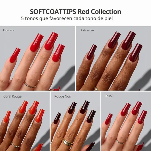 Vista 2 de BTArtboxnails Press On Nails, Long Square Red Fake Nails, 160Pcs A-L Square
