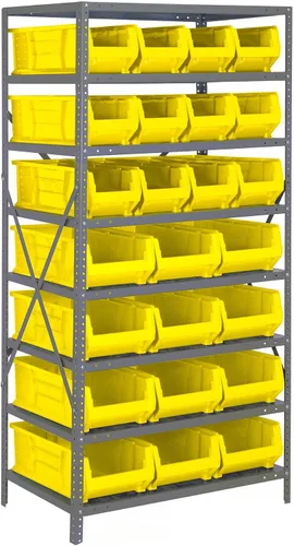 Vista 244 de Quantum QSBU-245BK Heavy Duty Shelving Unit with (7) Shelves and (24) QUS245 Black Bins for Garage Warehouse Storage Distribution 400 lb Load