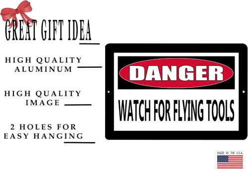 Vista 2 de Rogue River Tactical Divertido metal advertencia estaño signo decoración de pared hombre cueva bar peligro reloj para volar herramientas