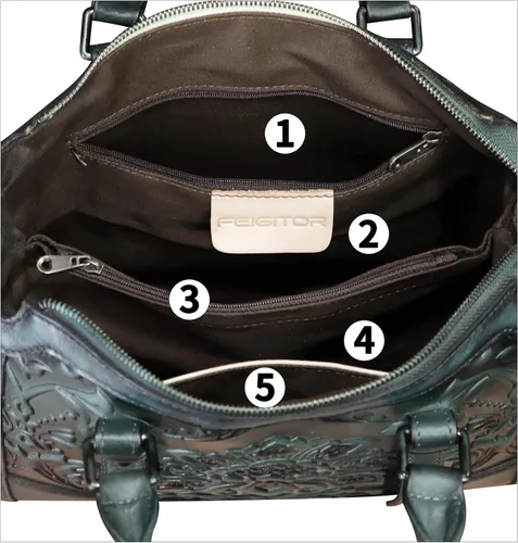 Vista 6 de Bolso de cuero genuino para mujer, bolso de cuero en relieve, bolso con asa superior, bolso hecho a mano, bolso cruzado hobo