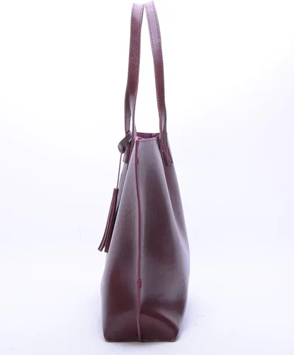 Vista 3 de Bolso con asas para hombro para mujer, de cuero sintético, con borla