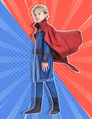 Vista 7 de Roeutoo Kids Costume Cosplay Jumpsuit Deluxe Suit with Cloak Halloween Outfits for Boy