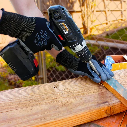 Vista 4 de SHOWA Atlas 370B - Guantes de trabajo profesionales de nitrilo para paisajismo, jardinería y montaje, guantes de uso general