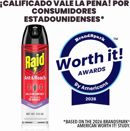 Vista 8 de Raid Ant & Roach Killer - Spray para insectos listados, mata por semanas, aroma a lavanda, 17.5 oz, paquete de 1