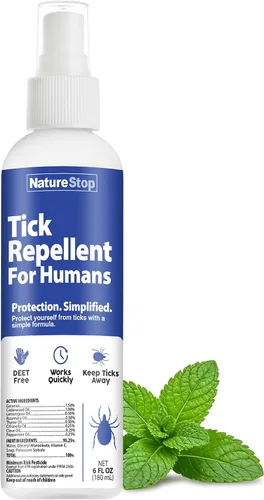 Vista 8 de NatureStop Spray repelente de garrapatas para humanos (3 oz) Fórmula sin DEET, protección para senderismo y campamento, actividades al aire libre