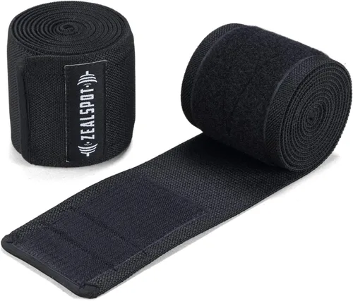 Vista 2 de Rodilleras Zealspot (par) de compresión y soporte elástico para entrenamiento cruzado, WOD, gimnasio, entrenamiento, levantamiento de pesas, fitness