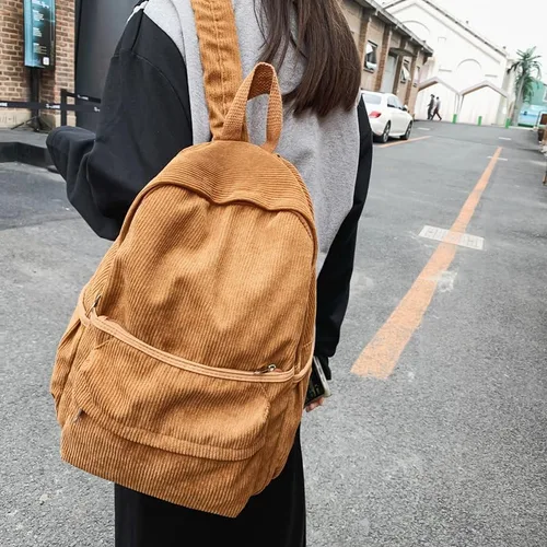 Vista 6 de Mochila estética, bonita mochila de pana, suministros escolares, bolsa para computadora portátil para adolescentes, niñas, mujeres, estudiantes