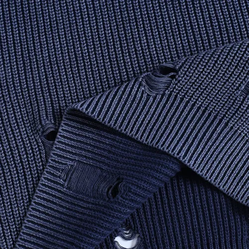Vista 6 de UD Suéteres de punto acanalado casual con cuello redondo para hombre