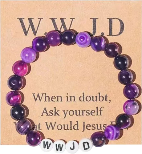 Vista 28 de Long tiantian WWJD - Pulsera con texto en inglés «What Would Jesus Do», pulseras WWJD para mujeres, pulseras W.W.J.D para hombres, joyería
