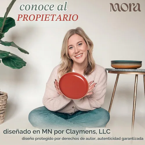 Vista 3 de MORA Ceramic Artisan - Juego de 6 platos mate de 7.8 pulgadas, para postre, ensalada, aperitivo, cena pequeña, etc. Apto para microondas, horno