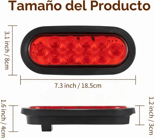 Vista 2 de Kit de luces LED ovaladas de 6" para remolque, 4 piezas de luces traseras impermeables de parada/giro/freno con 10 marcadores LED para camión, RV 4