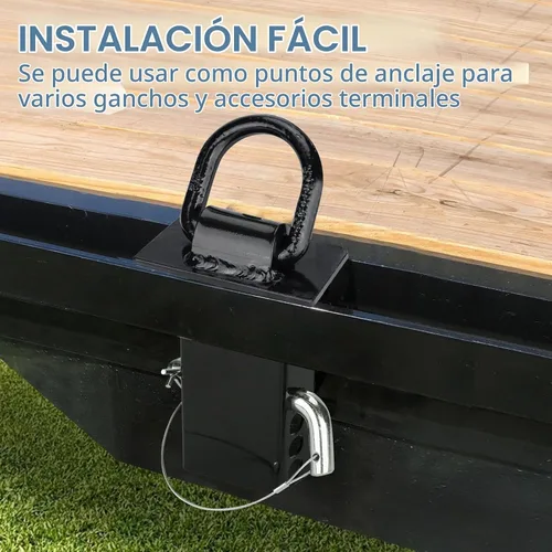 Vista 2 de Paquete de 6 anillos en D de bolsillo de estaca, anclajes de amarre resistentes para remolque, ajustables con cable antipérdida, 16200 libras