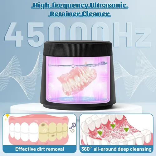 Vista 2 de MALLMALL6 Limpiador ultrasónico de retención con UV y secado al aire, máquina de retención dental portátil de 45 kHz con 3 modos de sincronización