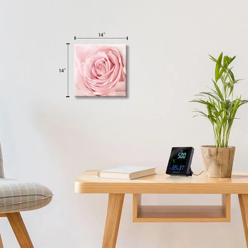 Vista 2 de Lienzo de primer plano con rosas rosadas, arte de pared rosa rubor, decoración de baño, luz estética, decoración de dormitorio, obras de arte