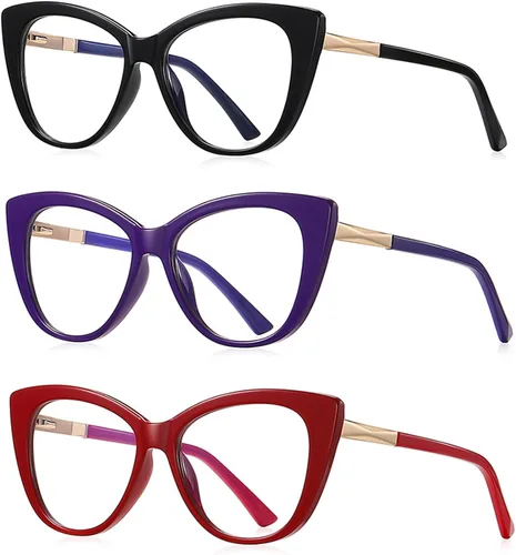 Vista 6 de Gafas de lectura de ojo de gato para mujer, diseño de luz azul para computadora a la moda, bisagras de resorte
