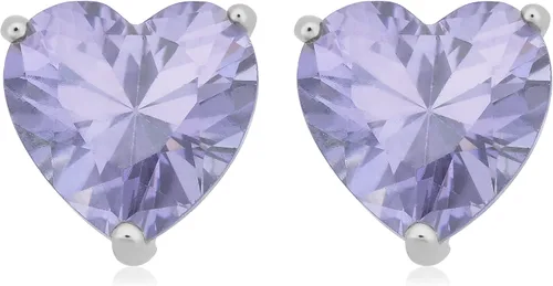 Vista 7 de Kooljewelry Pendientes de plata de ley y circonita cúbica con piedra natal