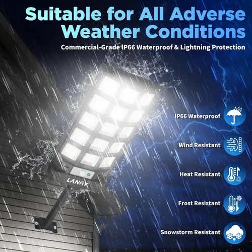 Vista 5 de Farolas solares impermeables para exteriores, sensor de movimiento de 6500 K del atardecer al amanecer con control remoto, luz LED de seguridad